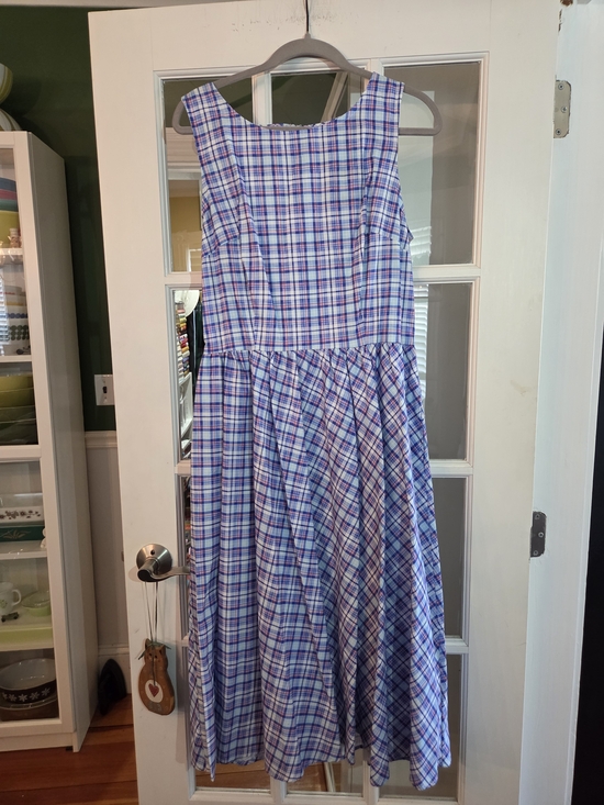 Retrolicious Blue & White Plaid Sleeveless Midi Dress - Size XL - Picture 5 of 11